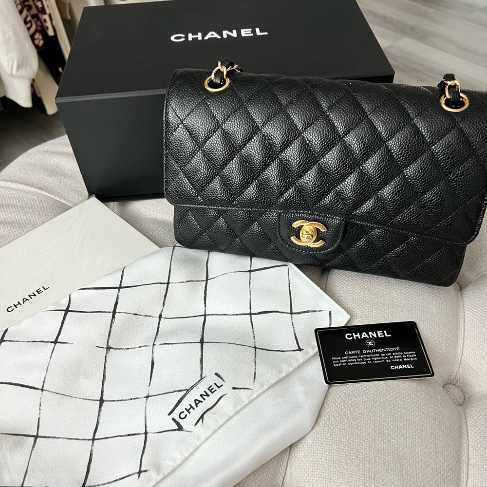 Chanel Classic double flap Caviar with Gold hardware